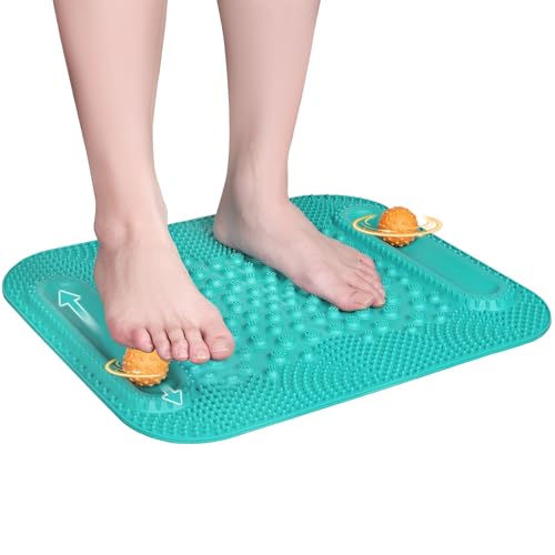 Atsuwell Acupressure Foot Massage Mat 5Zone Reflexology Mat with Dual Massage Ball Tracks Portable Foot Pressure Point Pad for Stress Relief Arch Heel Pain Home Gym Use 201 x 17